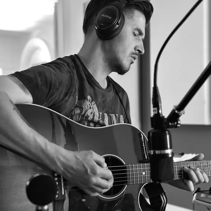 Acoustic take with headphones